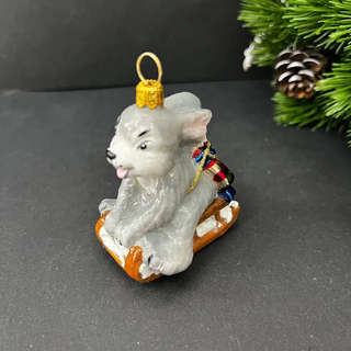 Елочная игрушка 'Зайчик на санях', стекло, Komozja 5