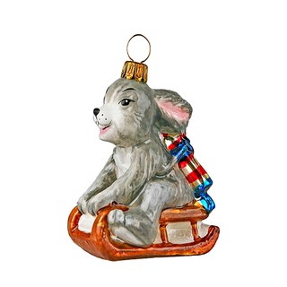 Елочная игрушка 'Зайчик на санях', стекло, Komozja