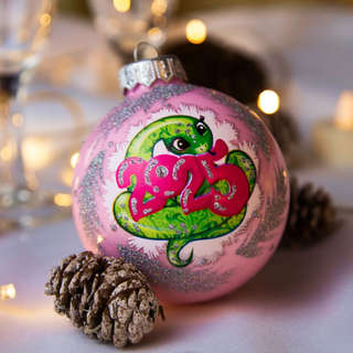 Шар 'Змея Символ года 2025' 8 см, стекло, в подарочной упаковке, Коломеев 2