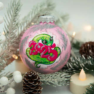 Шар 'Змея Символ года 2025' 8 см, стекло, в подарочной упаковке, Коломеев 3
