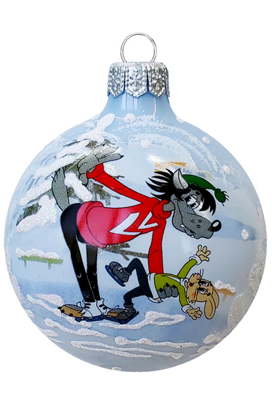 Шар 'Ну, погоди' (волк и заяц) 8 см, стекло, в подарочной упаковке, Коломеев