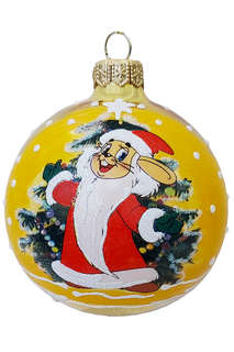 Шар 'Ну, погоди!' (заяц снегурочка) 8 см, стекло, в подарочно...