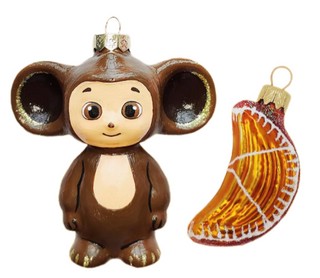 Набор 'Чебурашка 5' из 2-х украшений, стекло, в подарочной уп...