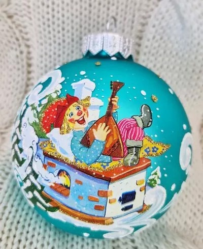 Шар 'Емеля на печи' 8 см, стекло, в подарочной упаковке, Коломеев