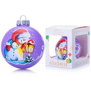 Шар 'Снеговик с фонариком', 8 см, в подарочной упаковке, Коломеев 2