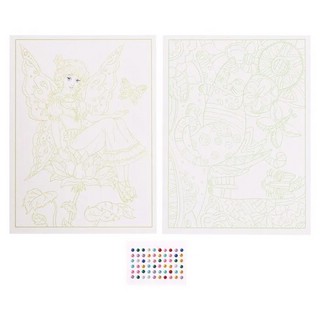 IQ Раскраски. 3D контур. Набор 3 мини. Разноцветный микс 3