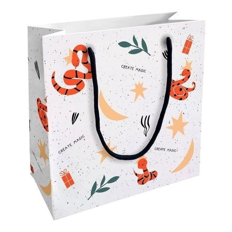 Пакет бумажный, подарочный 'Lucky' (змея) 20х20 см, Be Smart, белый