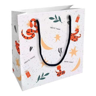 Пакет бумажный, подарочный 'Lucky' (змея) 20х20 см, Be Smart, белый