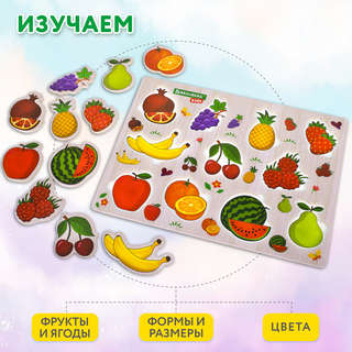 Рамка-вкладыш деревянная 'Фрукты и ягоды', 22х30 см, Brauberg Kids 6