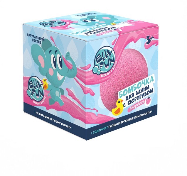Бомбочка для ванны с сюрпризом, EllyFun, розовый