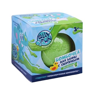 Бомбочка для ванны с сюрпризом, EllyFun, зеленый