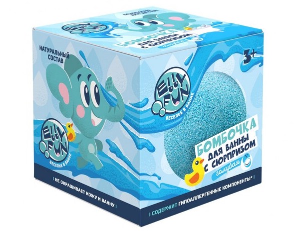 Бомбочка для ванны с сюрпризом, EllyFun, голубой