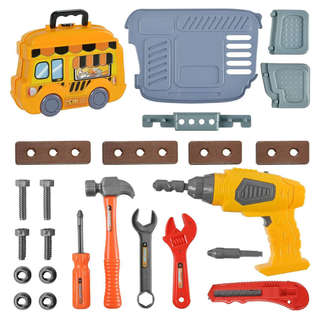 Чудо-чемоданчик на колесиках, Инструменты с дрелью на батарейках, 26 предметов 4