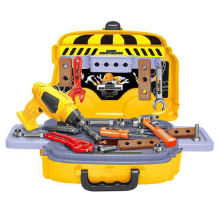 Чудо-чемоданчик на колесиках, Инструменты с дрелью на батарейках, 26 предметов 2