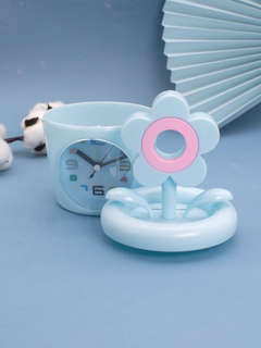 Часы-будильник-копилка «Flower in a pot», голубой 5