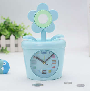 Часы-будильник-копилка «Flower in a pot», голубой