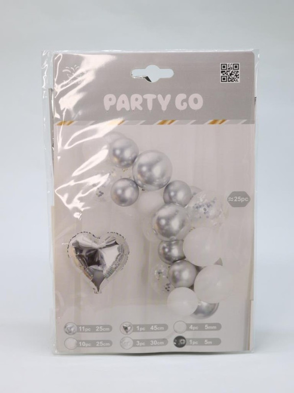 Набор воздушных шаров 25 шт. 'Air heart', silver
