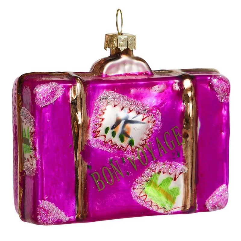 Чемодан малиновый (стекло) 7.5х3х6,5 см, Holiday Classics