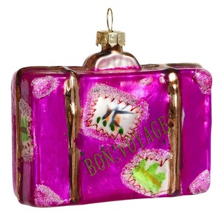 Чемодан малиновый (стекло) 7.5х3х6,5 см, Holiday Classics