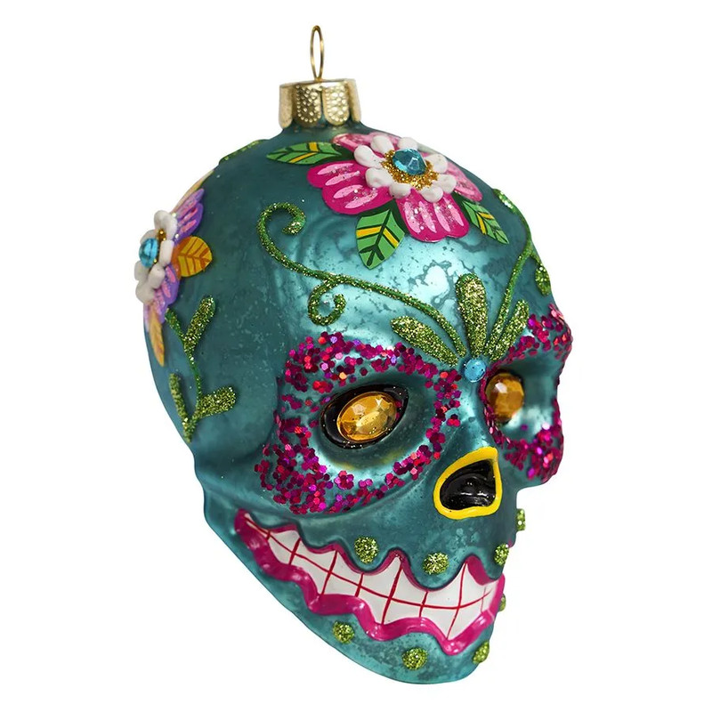 Череп 'Дух прогресса' бирюзовый, 10 см, Holiday Classics