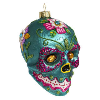 Череп 'Дух прогресса' бирюзовый, 10 см, Holiday Classics