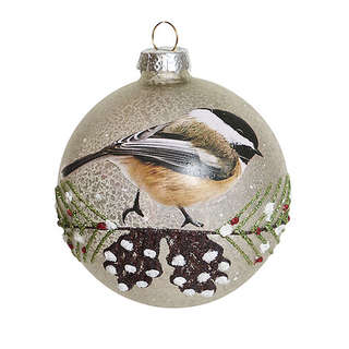 Шар 'Лесная синица' шампань витаж (стекло) 8 см, Holiday Clas...