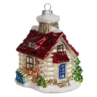 Избушка с красной крышей, стекло, Holiday Classics