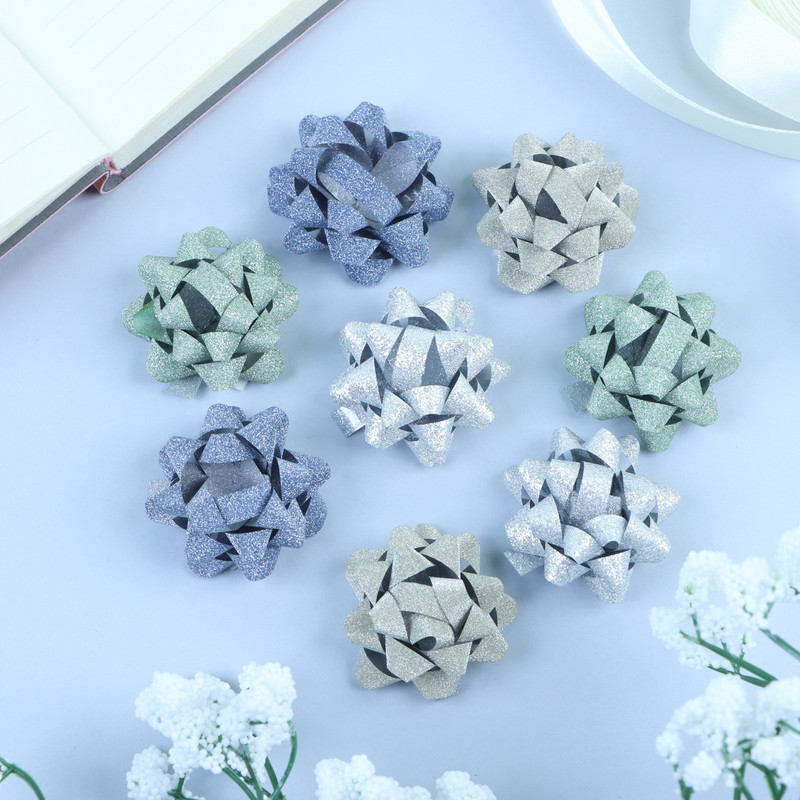 Бант-звезда №3,5, с блестками, микс. Цена за 1 шт.