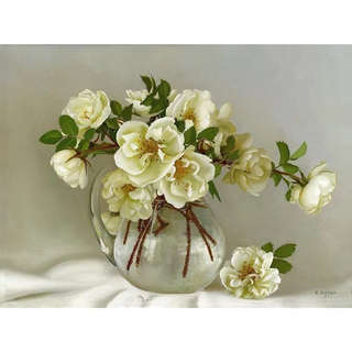 Алмазная мозаика 'Бузин: Белые розочки' 40х50 см 3