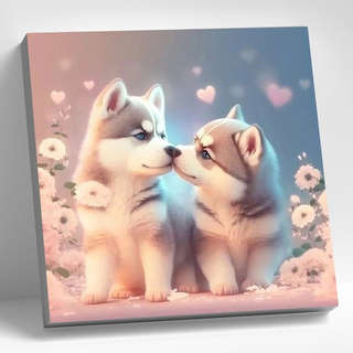 Картина по номерам «Щенки хаски», 30х30 см 1