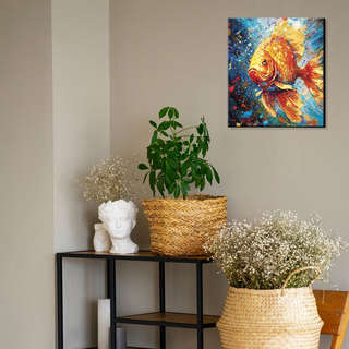 Картина по номерам с поталью «Золотая рыбка», 30х30 см 4