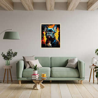 Картина по номерам с поталью «Черный холст Французский бульдог», 40х50 см 7