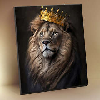 Картина по номерам с поталью «Черный холст Король-лев», 40х50 см