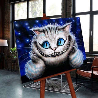 Картина по номерам черный холст со светящейся краской «Чеширс...