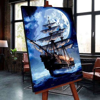 Картина по номерам черный холст со светящейся краской «Одиноч...