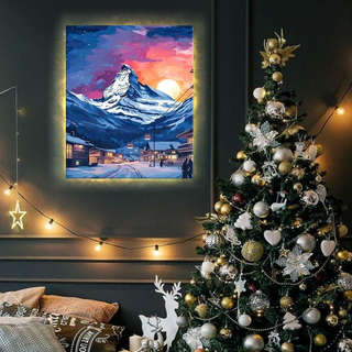 Картина по номерам «Швейцарский курорт» LED подсветка, 40х50 см 3