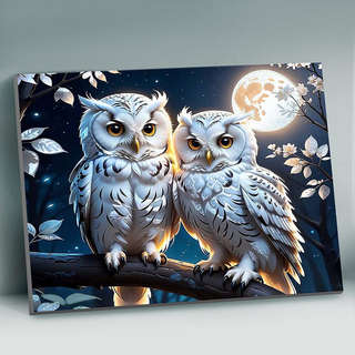 Картина по номерам с поталью платина «Совы под луной» 50х40 с...