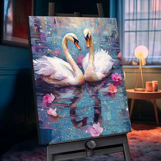 Картина по номерам с кристаллами из хрусталя «Лебединая верно...