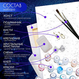 Картина по номерам с кристаллами из хрусталя «Лебединая верность» 40х50 см, SHR0574 2