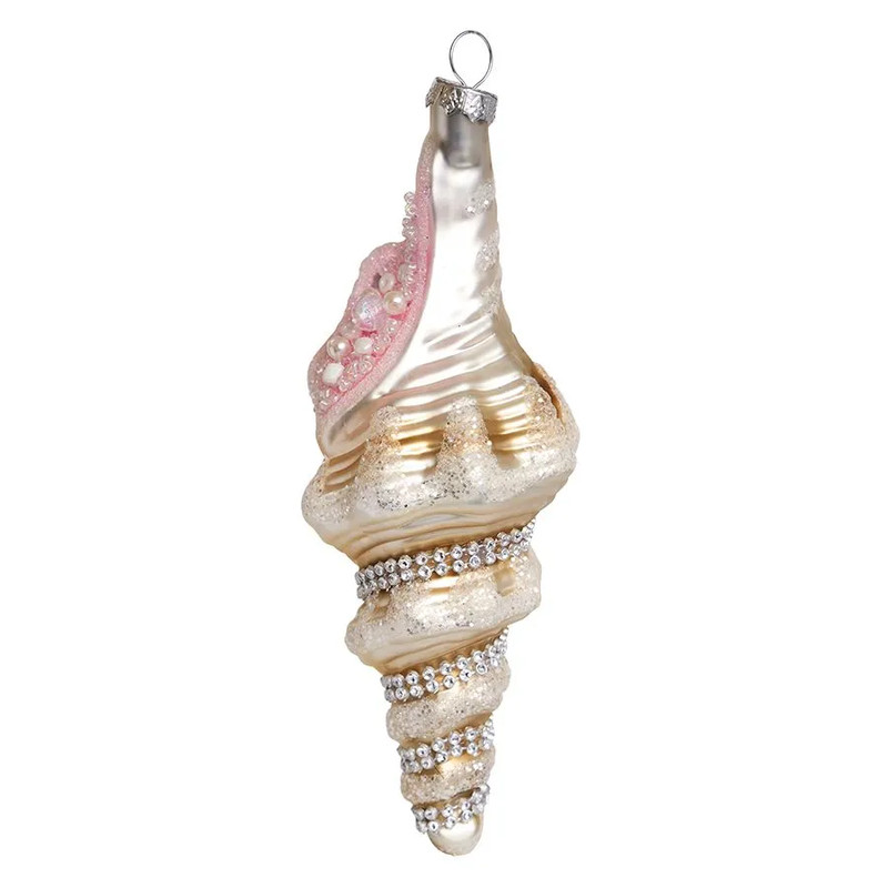 Ракушка с жемчужинками и стразами, 17 см, стекло, Holiday Classics