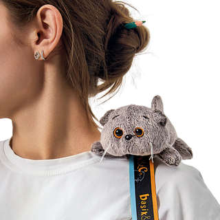 Кот Басик с бантиком лежачий на липучке, 11 см, BudiBasa 7