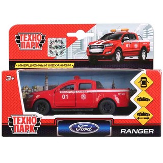 FORD Ranger, пикап пожарный, 12 см, модель металлическая, Технопарк 2