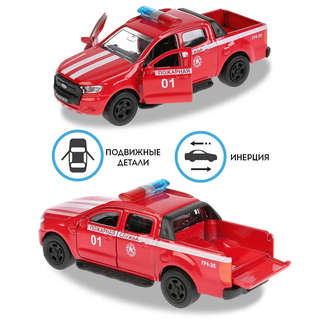 FORD Ranger, пикап пожарный, 12 см, модель металлическая, Технопарк 4