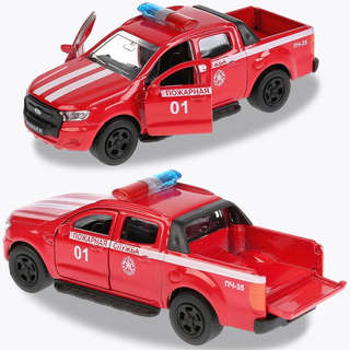 FORD Ranger, пикап пожарный, 12 см, модель металлическая, Технопарк 6