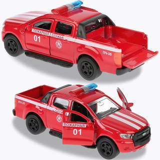 FORD Ranger, пикап пожарный, 12 см, модель металлическая, Технопарк 7
