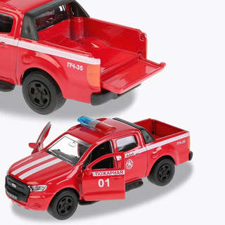 FORD Ranger, пикап пожарный, 12 см, модель металлическая, Технопарк 9