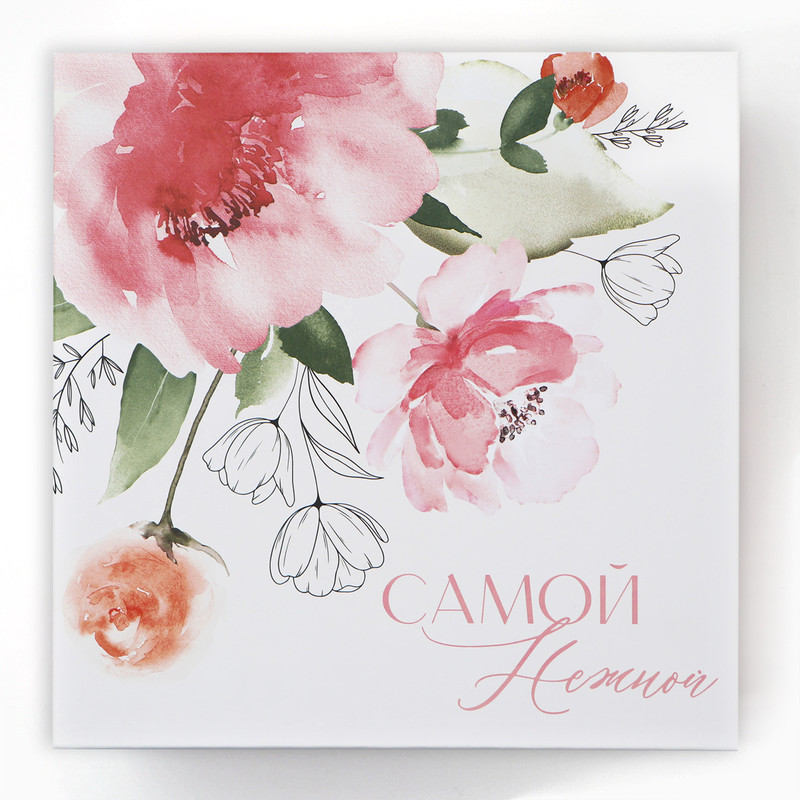 Коробка квадратная «Цветы», 24х24х13 см