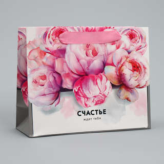 Пакет подарочный ламинированный горизонтальный «Счастье ждёт ...