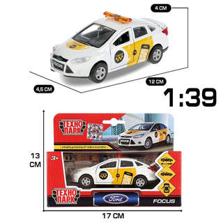 Машинка Ford Focus Такси, 12 см, металлическая модель, Технопарк 9