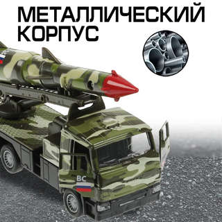 Машинка Военный Камаз Ракета, 12 см, металлическая, Технопарк 5